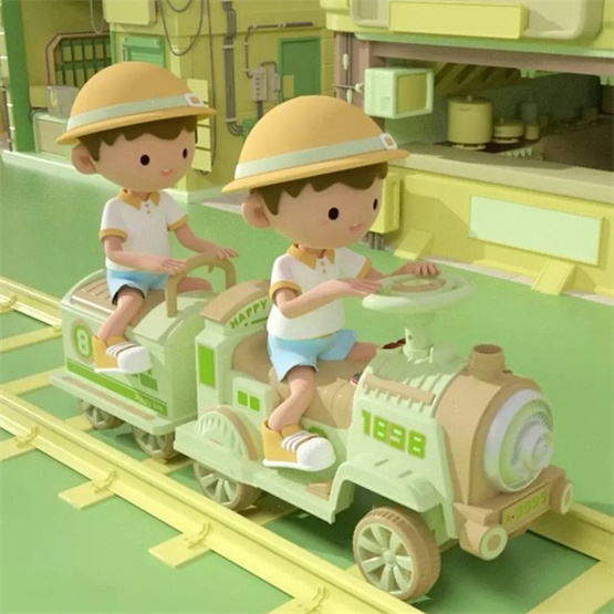 Popular fashion color train styling rear wheel drive twin seats with storage space for kids Twister car